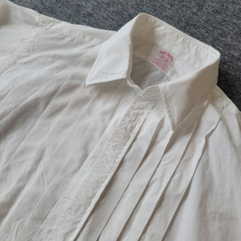 Brooks Brothers Tuxedo Shirt Mens 16.5 5 White French Cuff Pleated Made In USA